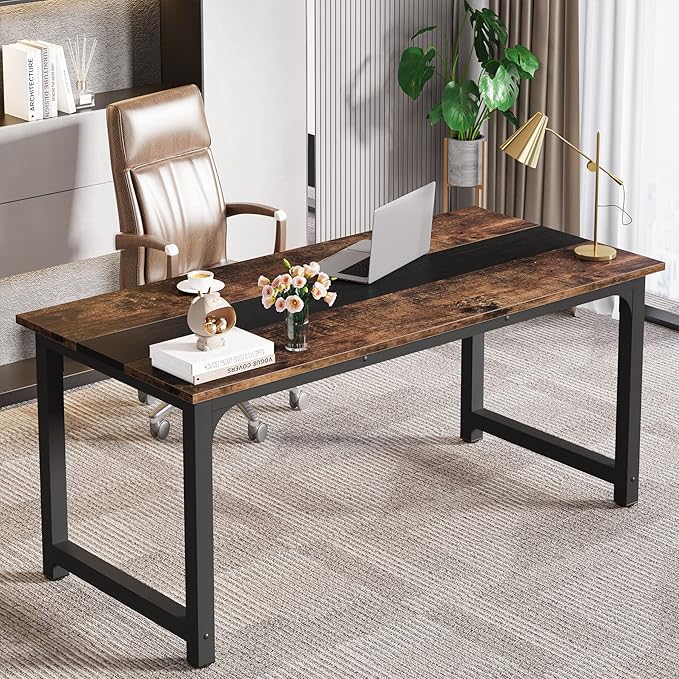 LITTLE TREE 70.8 Inch Large Executive Office Desk Simple Computer Workstation with 31.5 inch Wide Desktop for Home Office