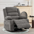 360° Swivel Recliner Chair for Adult Linen Rocker Chair with 3 Positions/2 Side Pockets/Cup Holders Manual Nursery Glider Rocking Chair for Bedroom Living Room Office