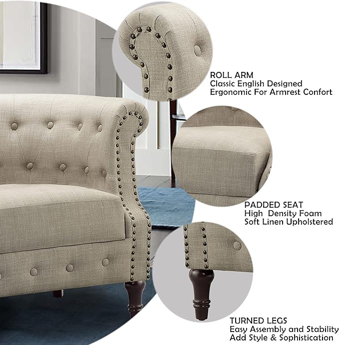 Rosevera Loveseat Sofa for Living Room - Long Couch in a Box Love Seat for Small Area Couches for Living Room