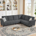 Modular Sectional Sofa Couch Modern Linen L Shaped Couch Chaises 6-Seater Convertible Sofa for Living Room Apartment Dark Grey
