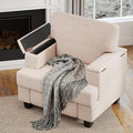 Furniliving Modern Oversized Accent Sofa Chair Comfortable Living Room Lounge Armchair with Storage Armrest Upholstered Reading Gaming Chair for Apartment Living Room Bedroom Beige