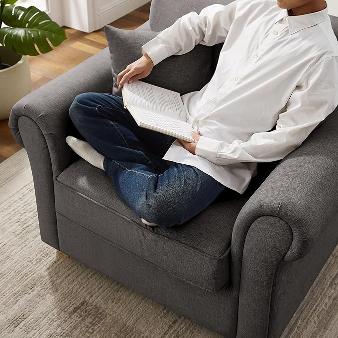 VANOMi 40 W Oversized Accent Chair Oversized Reading Chair for Living Room Comfy Reading Nook Chairs for Bedroom Upholstered Large Chair Armchair Single Sofa for Small Space (Dark Gray)
