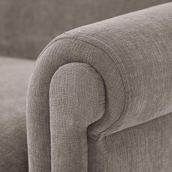 Christopher Knight Home Sola 77.5'' Modern Chenille Upholstered Loveseat Sofa with Rolled Armrest and Rubberwood Frame 2-Seater Home Sofa Living Room Comfy Couch for Hotel/Apartment Brown