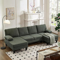 U Shaped Sectional Couches for Living Room 106.3 Modular Sofa with Double Chaises 4-Seater Sofa with Memory Foam Cushions Comfy Sectional Couches for Apartment Reception Room Green