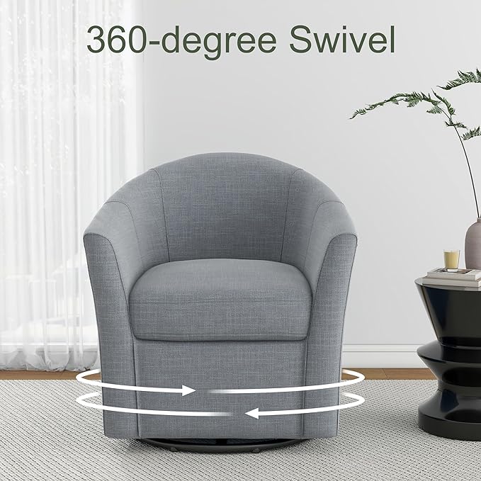 Swivel Accent Chair Armchair Modern Round Single Sofa Seating Comfy Reading Barrel Chairs for Living Room Bedroom (Light Grey Set of 1)