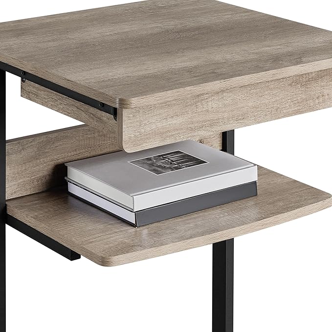 Topeakmart Gray Art Deco Desk Rolling Computer Desk Cart with Drawer Small Space Solution for Writing Laptop PC 22 x 20.1 x 31.5 inches
