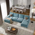 Walsunny Sectional Couches for Living Room Convertible U-Shaped Sofa Couch with Double Chaise 4 Seat Sofa Set Modular Sofa Couch for Apartment New Blue