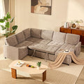 107 Modular Sectional Sleeper Sofa Set of Modular Pieces with Pull Out Bed U Shaped Sectional Couch with Storage Extra Wide&ampDeep Seat Couches for Living Room Removable Sofa Cover Chenille-Sl
