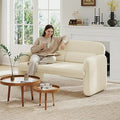 Furnimart Modern Loveseat Sofa 54 2-Seater Boucle Sofa Comfy Upholstered Minimalist Couch Small Couches for Small Spaces Apartment Office Living Room Bedroom Dorm Chenille White