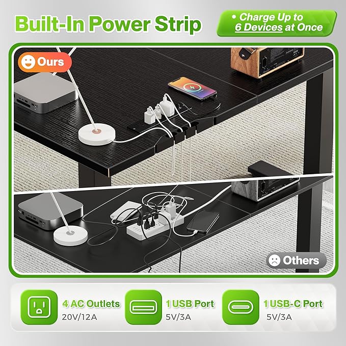 Huuger L Shaped Standing Desk with Power Outlets 63 x 55 Inch Height Adjustable Computer Desk for Bedroom Corner Stand up Desk for Home and Office Work and Study Black