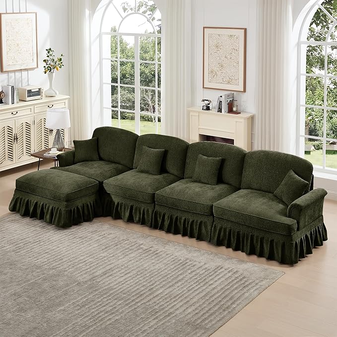 KEIKI 137 4Seat Modular Velvet Sofa Couch for Garden Home Apartment Living Style Conscious Nature Lovers Soft Plush Comfortable Cozy Relaxing Lounge Modern Contemporary Design Green