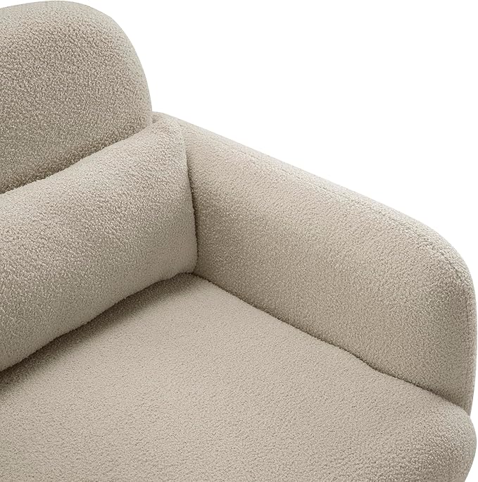 Lexicon Modern Accent Single Sofa Chair with Square Armrest Boucle Fabric Upholstered Comfy Reading Chair with Lumbar Pillow for Bedroom/Living Room/Office Taupe