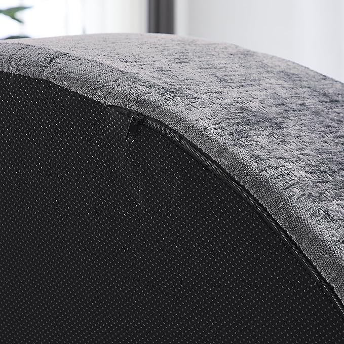 55.5 Oversized Round Chaise Lounge Upholstered Corduroy Cuddle Chair for Adults Single Circle Lounge Chair with Deep Seat for Living Room Bedroom No Assembly Needed Dark Grey