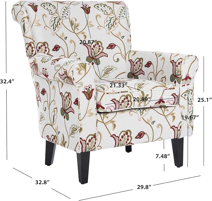 Safavieh Mercer Collection Margaret Ivory Floral Cotton Club Chair