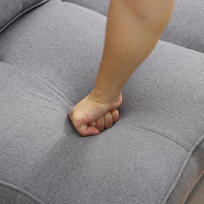 Convertible Ottoman Sofa with Storage Modern Sackcloth Futon Couch with 2 Pillows Adjustable Backrest Recliner Folding Loveseat for Living Room Apartment Dorm OfficeGrey