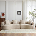 Christopher Knight Home Braebt 126 Comfy Upholstered Cloud Couch 5-Seater Sofa Couches Curved Modular Sectional Sofa with 4 Throw Pillows for Living Room Study No Assembly Required Almond