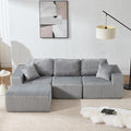 101.5'' Modular Sectional Sofa Cloud Sectional Couch with Deep Seat Comfy Fluffy L Shaped Couches Memory Foam Sofa with 1 Ottoman Corduroy Boneless Couch No Assembly Required Light Gray