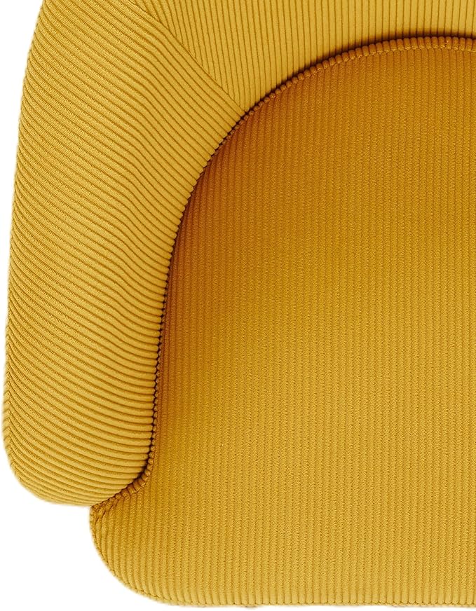 Modern Corduroy Accent Chair with Channel Back Design Black Metal Legs and Soft Upholstery Comfortable Seating for Living Room Bedroom or Office Yellow