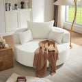 Oversized Round Swivel Chaise Modern 360°Swivel Barrel Chair with 3 Pillows Comfy Chenille Chaise Lounge Chair Indoor Single Cloud Circle Sofa for Living Room Bedroom Office (Beige)