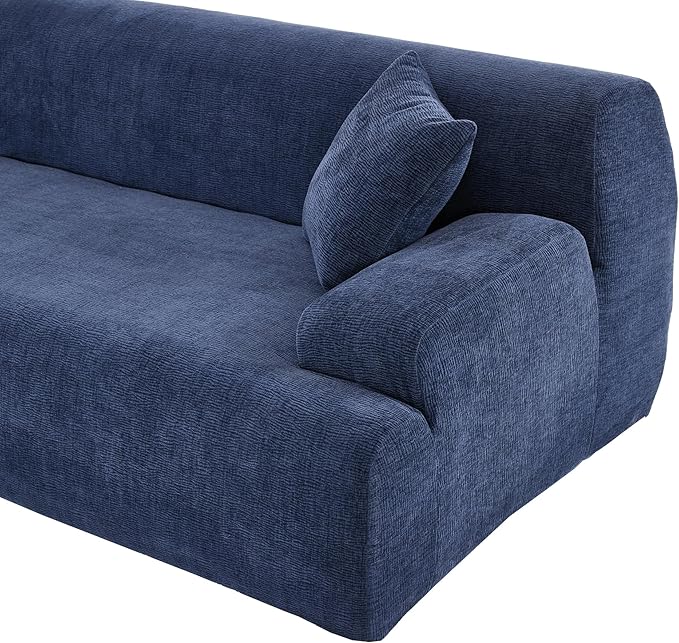 2 Piece Large L-Shape Modular Sectional Sofa with Two Pillowsfor Living Room Office Apartment Bedroom Salon (Blue@Chenille)