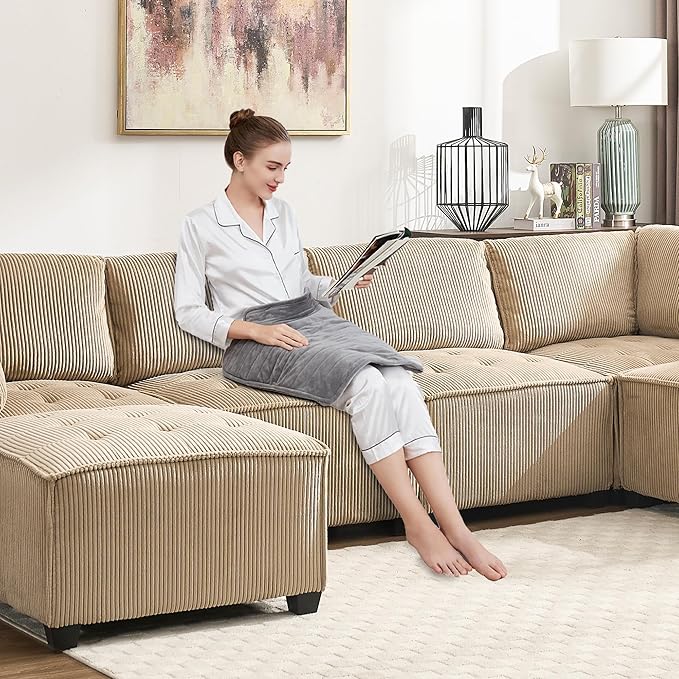 121 Inch Cloud Oversized Modular Sectional Sofa U Shaped Modular Couch with Reversible Chaise Comfy 6 Seat Convertible Sectional Sofa with Ottoman for Living Room Khaki