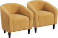 Yaheetech Accent Chairs for Living Room Furry Barrel Chairs Set of 2 Sherpa Chairs with Soft Padded Armrest Club Chairs for Bedroom Waiting Room Office Mustard Yellow