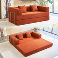 Compression Sofa - 78''Convertible Floor Sofa Bed - with Pillow Back Support Armrest - Comfy Foldable Sofa Bed Compressed Sofa in Box - Corduroy Fabric - for Living Room Bedroom - Tangerine