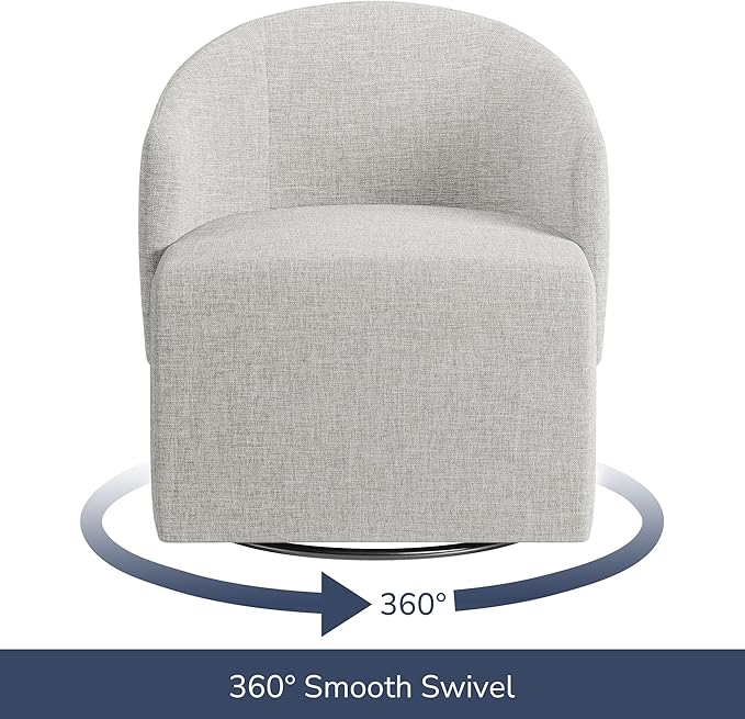BELLEZE Swivel Accent Chair Modern Upholstered Swivel Armchair 360 Degree Barrel Chair Comfy Corner Chair for Living Room Bedroom - Malta (Light Grey)