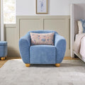 Walker Edison Linley Contemporary Boucle Accent Chair with Wood Legs Soft Blue