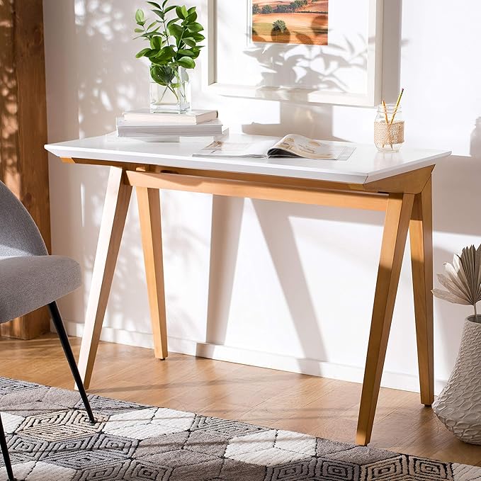 SAFAVIEH Home Collection Reid Oak/ White Computer Table Home Office Work Study Desk