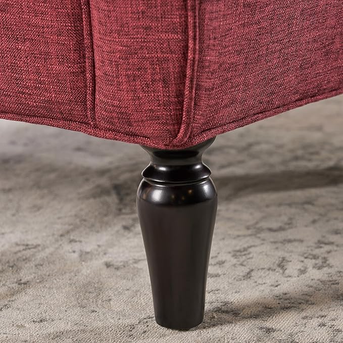 Merax Red Accent Chair Fabric Armchair Mid Century Modern Chair Set of 1 Cozy Single Seat Sofa Upholstered Reading Chair for Bedroom Living Room
