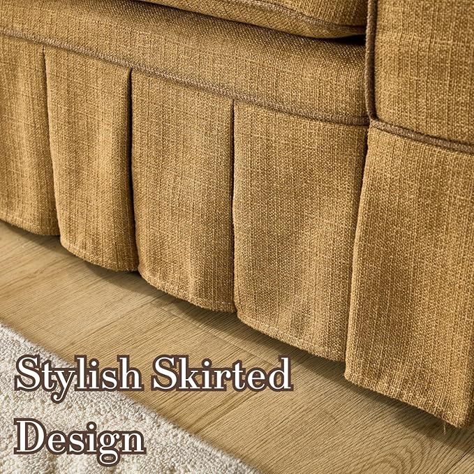 3 Seats Modular Sectional Sofa Couch 98 Modern Yellow Linen Fabric Cloud Couches with Skirts &amp Washable Cover Oversized Upholstered Accent Sofa Couch with Deep Seat &amp Pillow for Living Room