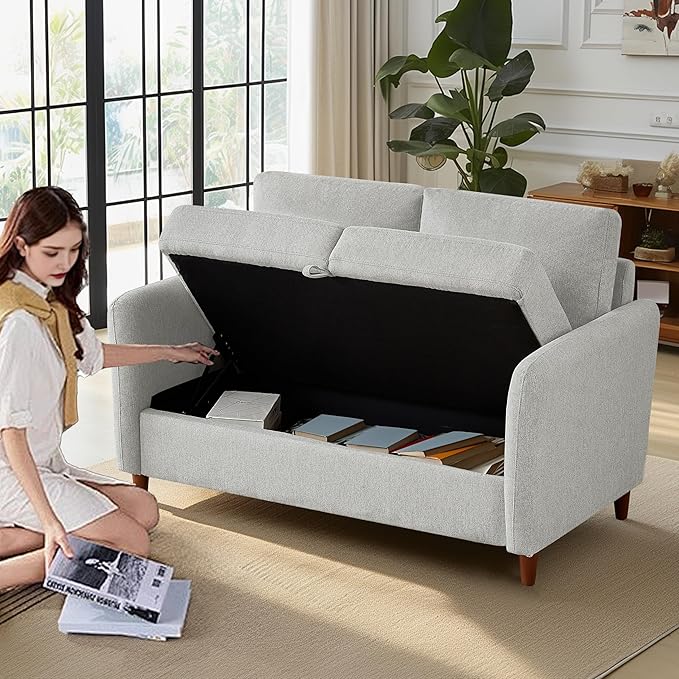 Loveseat Sofa56 Love Seat with Storage SpaceModern Small Couches for Small SpacesCozy Couch and Loveseat Sets for Living Room2 Seater Couch for Bedroom(Light Gray 56.5''-2seat)