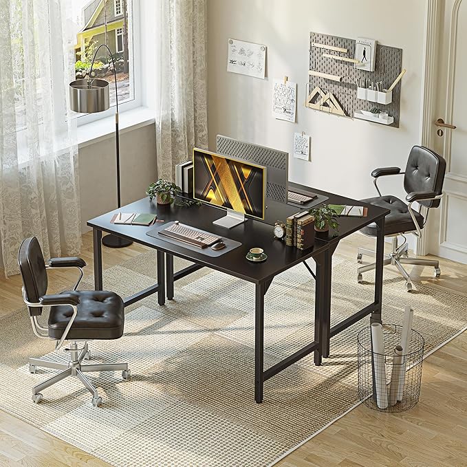 Grandder 40 inch Computer Desk Small Home Office Desk Study Writing Kid Table Simple PC Gaming Desk Adjustable Feet Black