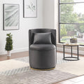 360° Swivel Accent Chair Velvet Chair with Storage Function Curved Chair with Gold Metal Base Accent Chair for Living Room Bedroom Home OfficeApartment-Grey
