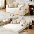 79 Sofa Bed Deep Seat 32 Sleeper Sofa 5-in-1 Convertible Sofa Bed Boneless Couch in a Box Corduroy Floor Futon with Thickened backrest and Headrest Pillows Side Pockets White