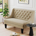 Tongli 50 Small Modern Loveseat Settee Sofa Linen Fabric 2-Seat Sofa Couch Tufted Love Seat Dining Bench with Back Upholstered Banquette Sofas for Living Room Bedroom Small Space Entryway Tan