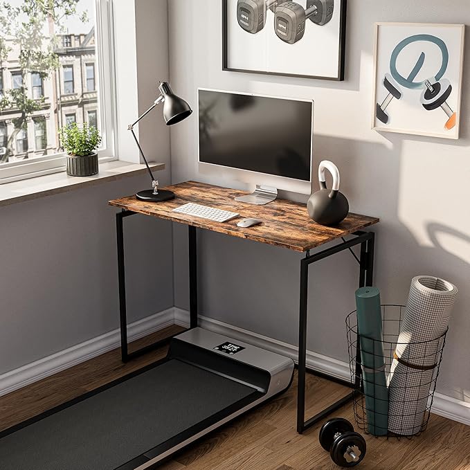 Folding Desk - 31.5 Wood Top Foldable Desk for Small Spaces | No Assembly Required Compact Desk for Home Office Writing and Study