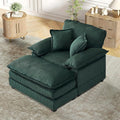 TTK Oversized Chaise Lounge Chair with Ottoman - 39.17 Wide Modern Sleeper Sofa for Living Room Bedroom &amp Office - Deep Seat Sectional Couch with Pillow Comfortable Reading ChairGreen