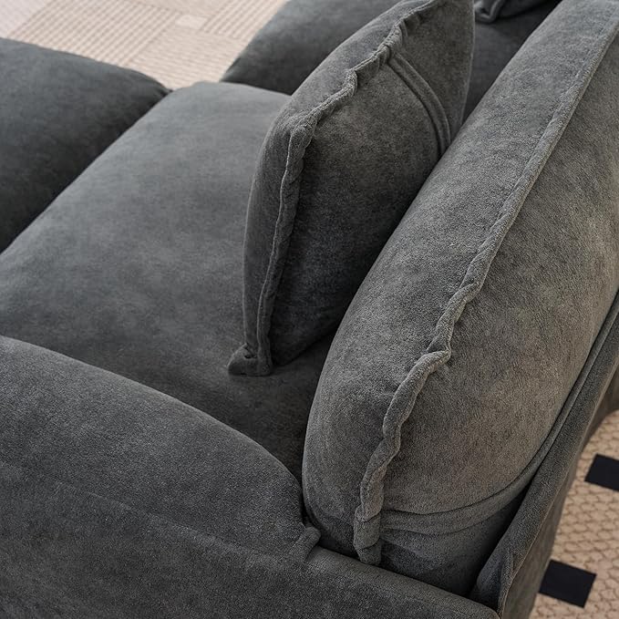 Modular Sectional Sofa - 76 Chenille Cloud Couch for Living Room &amp Apartment Deep Seat Comfort Flexible Loveseat Combination Sofa for Home &amp OfficeGrey
