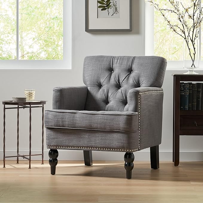 Christopher Knight Home Malone Club Chair Charcoal Grey 28D x 29.5W x 33.5H Inch