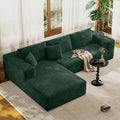 107 Modular Sectional Couches for Living Room Comfy L-Shaped Boneless Cloud Couch with Chaise Modern Deep Seat Corduroy Floor Sofa No Assembly Required (Left Facing Chaise Green) | High-density s