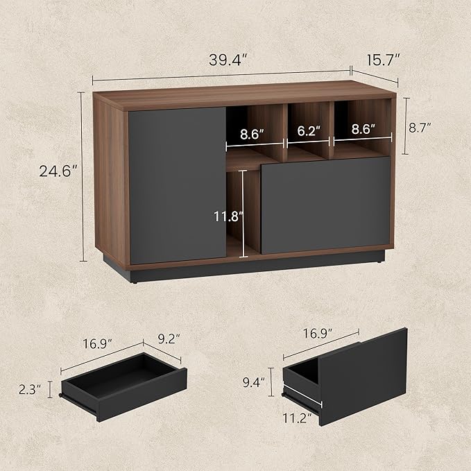 71 Executive Desk with Office Storage Cabinet L Shaped Height Adjustable Standing Desk Privacy Panel Furniture Set with Multiple Functions for Home and Office Black Walnut