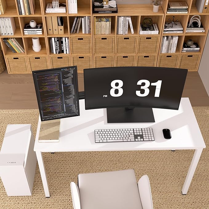 Computer Desk for Small SpaceModern Simple Laptop DeskComputer Table Study Writing Desk for Home OfficeDining RoomLiving Room (White 55 * 23.5in)