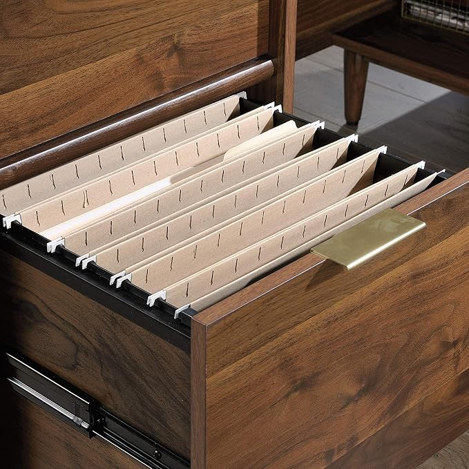 Sauder Clifford Place L-Desk L: 59.06 x W: 53.54 x H: 30.2 in Grand Walnut finish