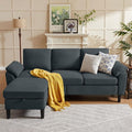 80 Convertible Sectional Sofa Small L Shaped 3 Seat Couch with Reversible Chaise Modern Fabric Sofa Couches for Living Room Apartment and Small Space Dark Grey