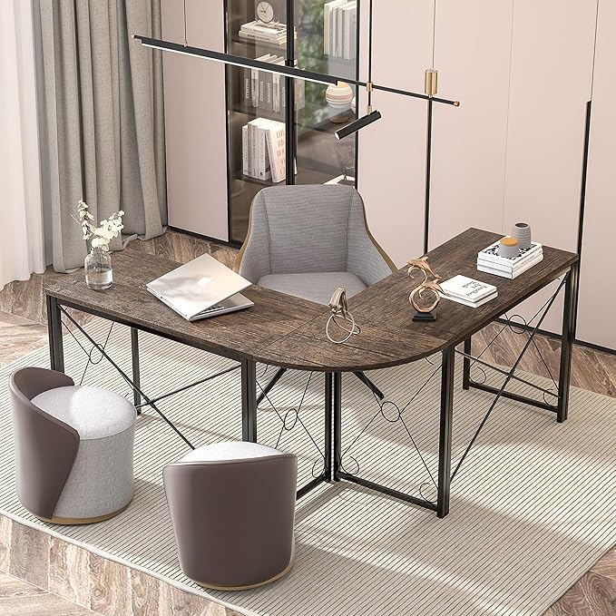 VECELO 39.4 Folding Computer Desk Simple Laptop Table Home Office Workstation for Reading Writing No Assembly Needed Small SpaceOak Gray（2pack）