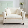 Chenille Fabric Oversized Armchair Modern Accent Chair Single Sofa with 2 Pillows and Washable Covers for Living Room Bedroom Office Apartment (Cream-46.9'')
