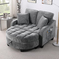 Modern Double Sofa Chaise Longue with Irregular Armrests and Backrests Footrest with Storage Space Sofa Bed for Living Room Bedroom Office (Grey/D1)