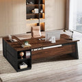 Tribesigns 78 L Shaped Executive Desk Large Office Desk with Drawers and Storage Shelves Modern Corner Computer Table Business Furniture for Home Office (Walnut &amp Brown)